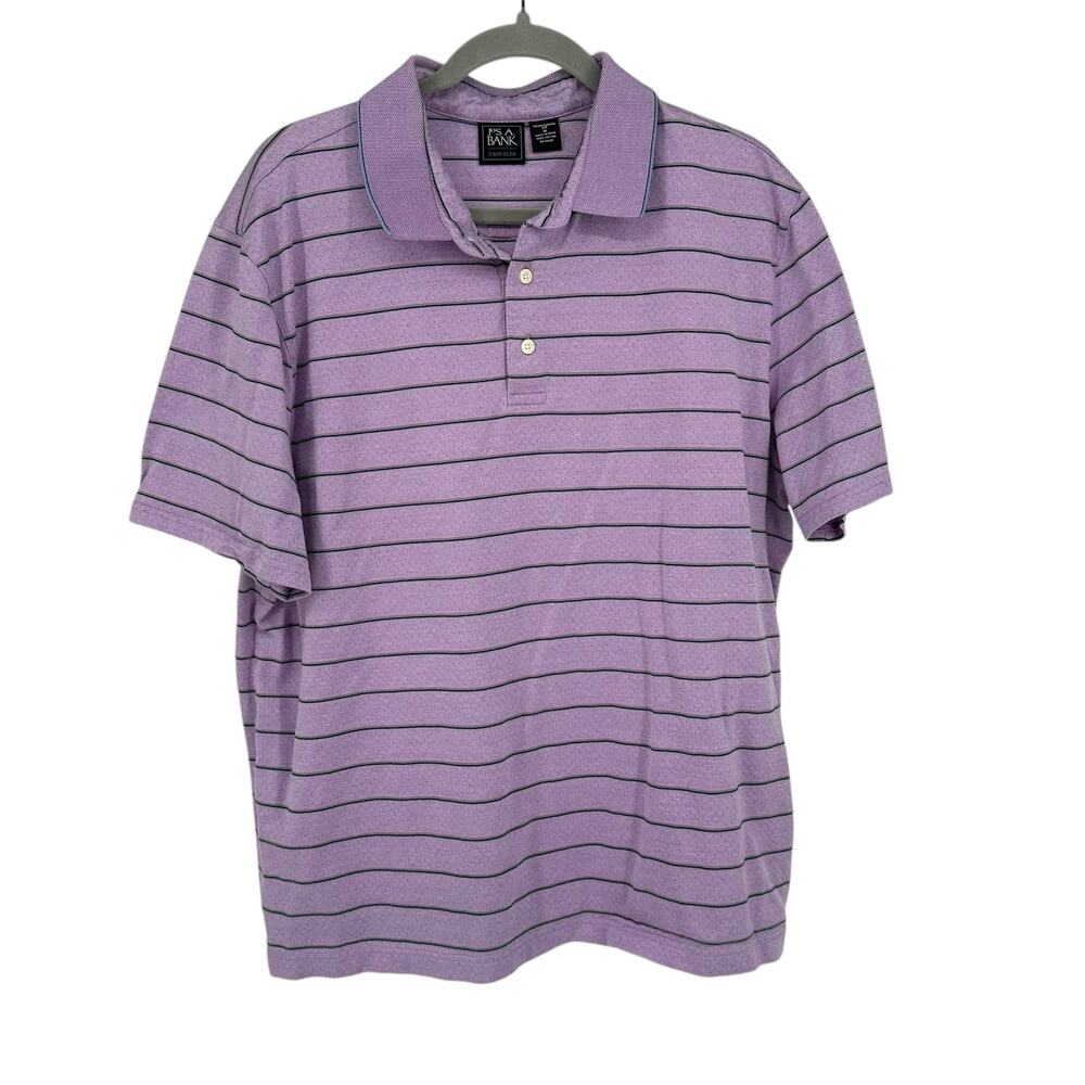 Jos. A. Bank Traveler Purple Striped Polo Shirt Sz XL
